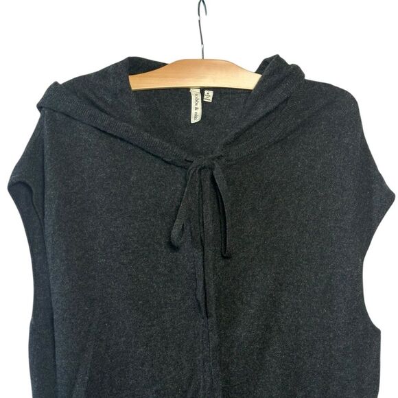 ROBBI & NIKKI Cashmere Wool Blend Tunic Sweater hoodie sleeveless Gray size M - Picture 3 of 9